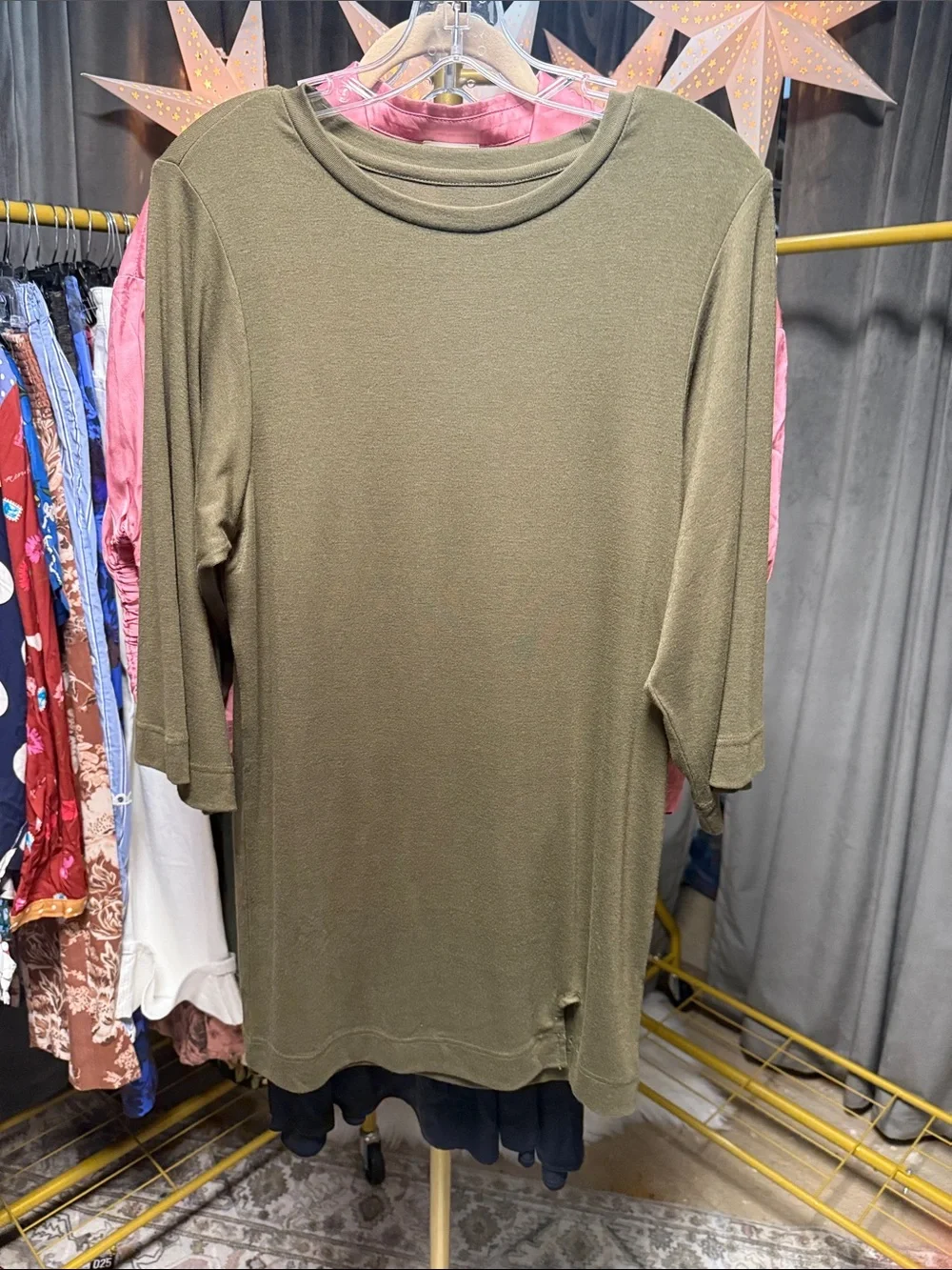 NWOT Free People Free EST Good Feels Tee Mini Dress- Army